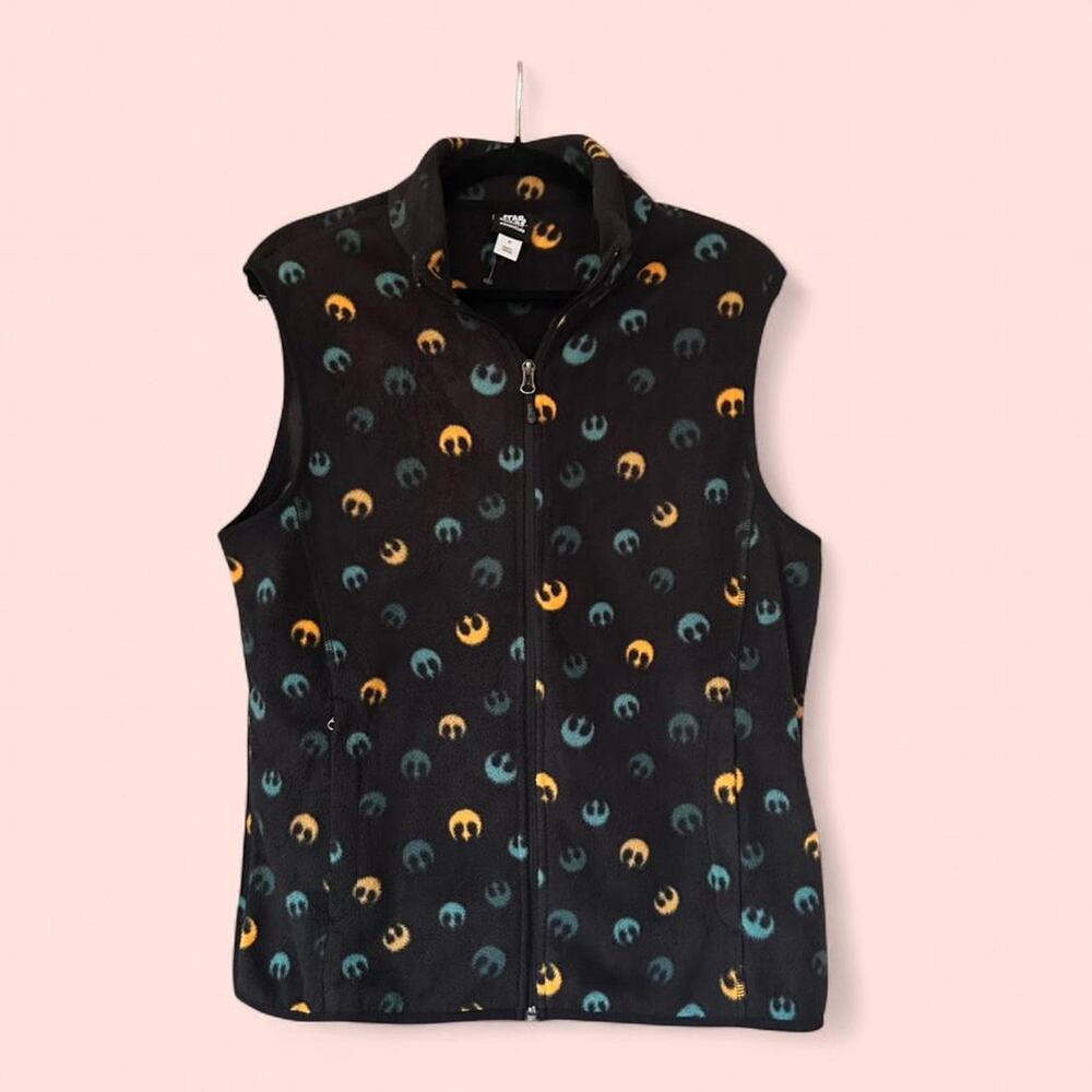Black Star Wars Fleece Vest Blue Yellow Orange Logo, Corpcore